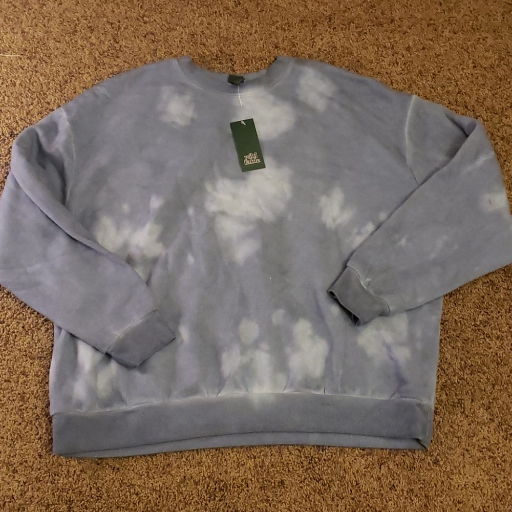 Foggy blue and grey tie dye sweater